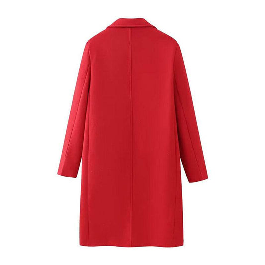 Buycenter Double Breasted Red Overcoat - Stylish Women's Wool Blend Coat - Buy Center