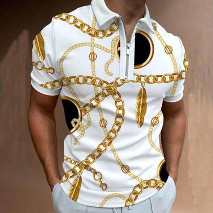 Trendy 3D Printed Zipper Pullover T-Shirt - Short Sleeve, Casual Style - Buy Center