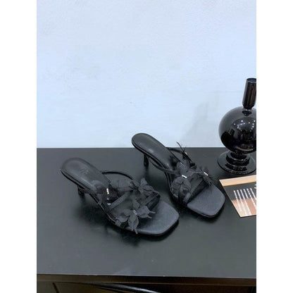 Elegant Square Toe High Heel Slippers - Stylish Women's Sandals 2025 - Buy Center