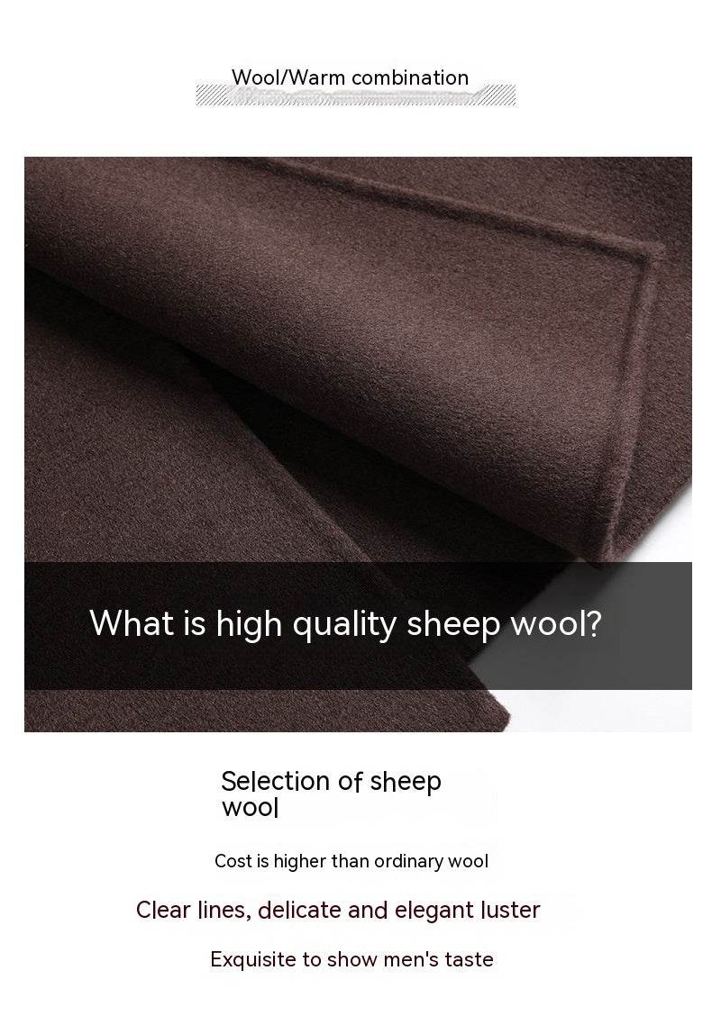 Men's Mid-Length Woolen Coat - Casual Double-Sided Winter Outerwear - Buy Center