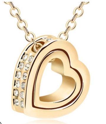 K-Gold Love Heart Necklace - Adjustable 40-45cm Chain for Perfect Fit - Buy Center