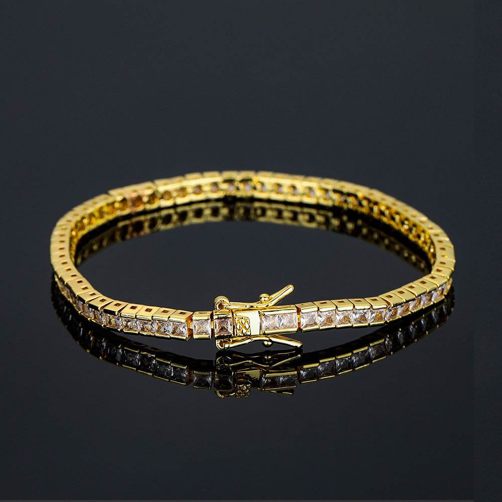 Buycenter Copper Tennis Bracelet - Inlaid Zircon, Hip Hop Style, Multiple Sizes - Buy Center