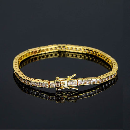 Buycenter Copper Tennis Bracelet - Inlaid Zircon, Hip Hop Style, Multiple Sizes - Buy Center