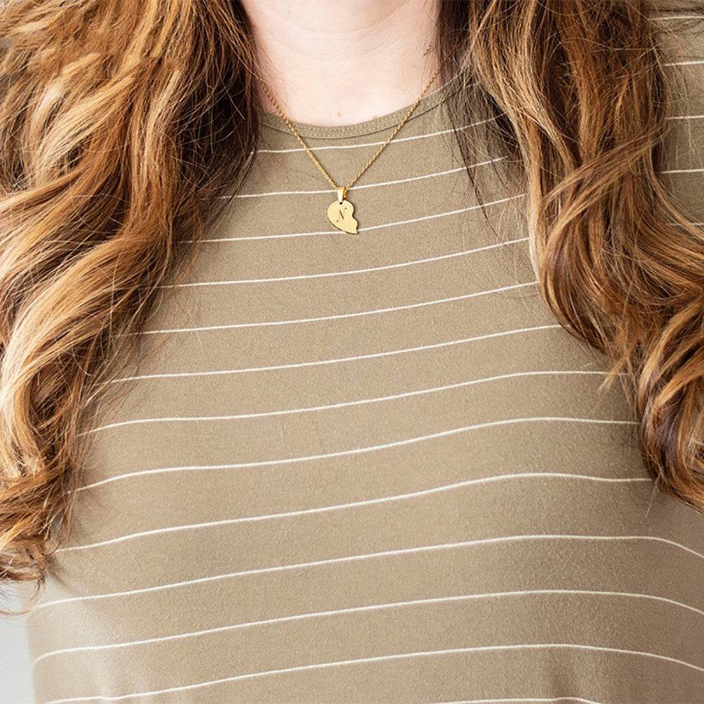 Personalized Stainless Steel Heart Necklace - Gold/Rose Gold Elegance - Buy Center