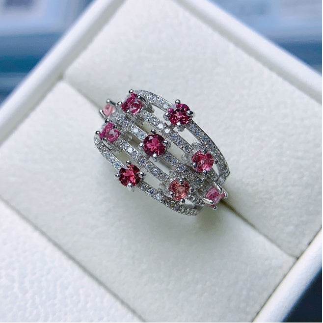 Buycenter 925 Silver Garnet Ring - Elegant Korean Style Jewelry for Women - Buy Center