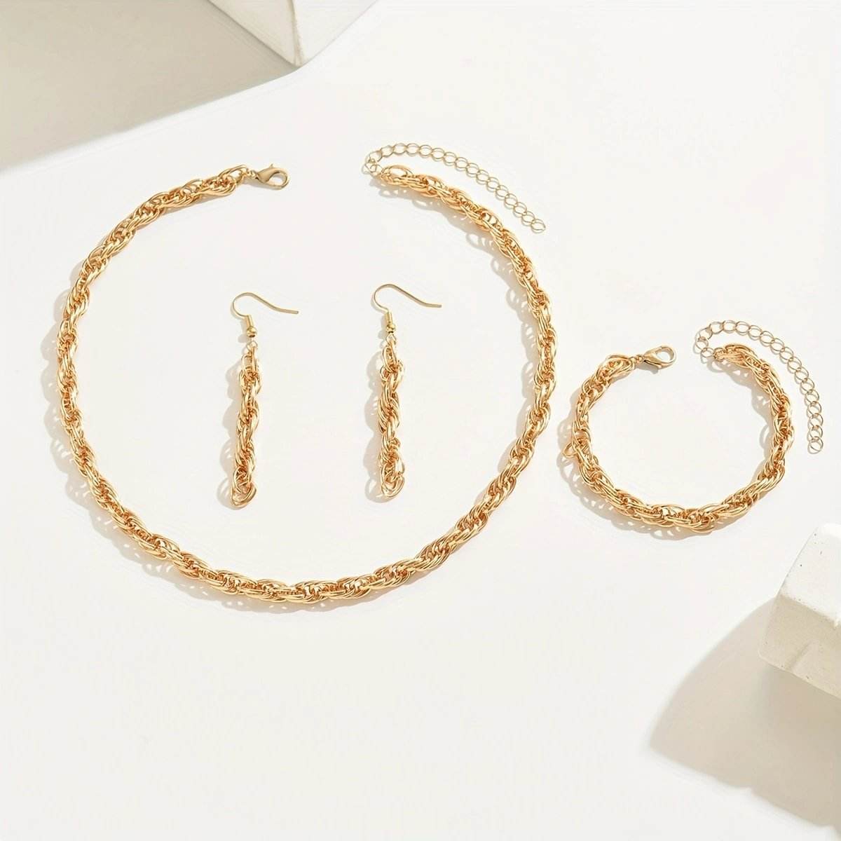 Buy Center 14K Gold Plated Jewelry Set - Necklace, Bracelet & Earrings - Buy Center