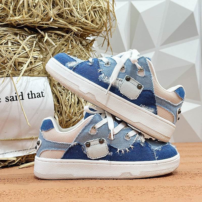 Denim Canvas Cold Glue Shoes - Breathable Low Top Casual Footwear - Buy Center