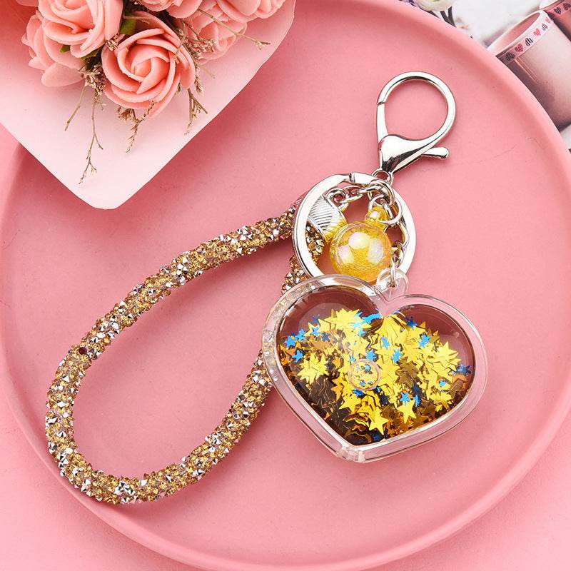 Colorful Acrylic Heart Keychain Pendant - Trendy Love Beads & Silver Buckle - Buy Center