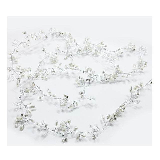 Elegant Bridal Hair Accessories - Crystal Pearl Long Hair Band for Weddings - Buy Center