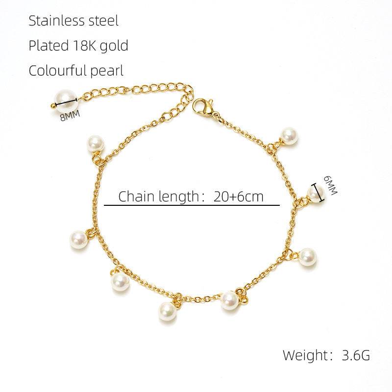 Fashion Stainless Steel Pearl Anklet - Chic Tassel Design for Any Occasion - Buy Center