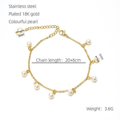 Fashion Stainless Steel Pearl Anklet - Chic Tassel Design for Any Occasion - Buy Center