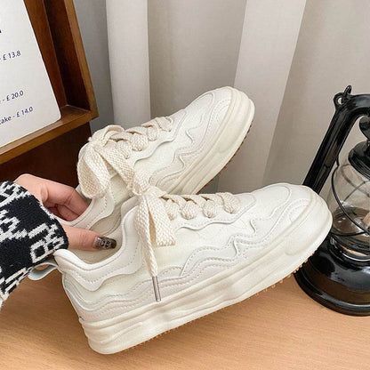 Girl’s Casual Platform Sneakers - Chic Mid-Top Vulcanize Shoes for All Seasons - Buy Center