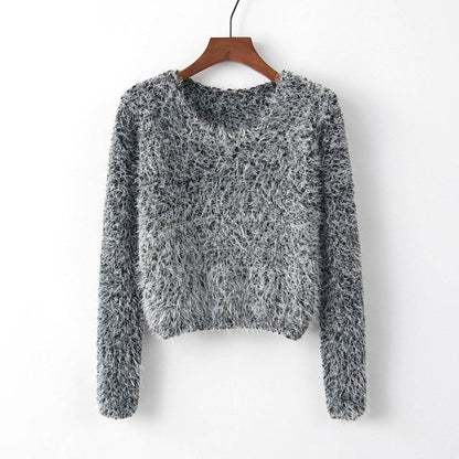 Solid Color Round Neck Pullover Sweater - Trendy Casual for Women - Buy Center
