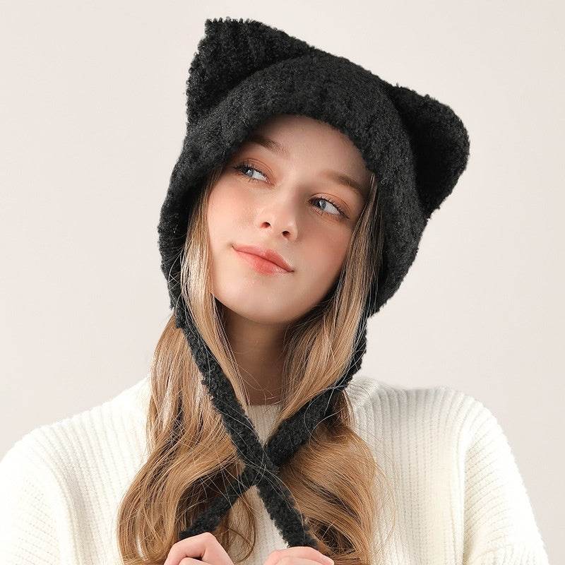 Cute Bear Knitted Hat for Women - Warm Earmuffs for Winter Style - Buy Center