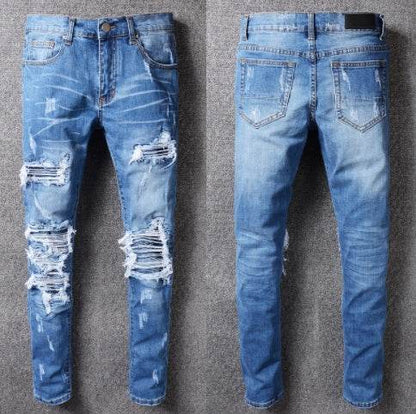 Men's Slim European Denim Trousers - Stylish Cotton Leisure Pants - Buy Center