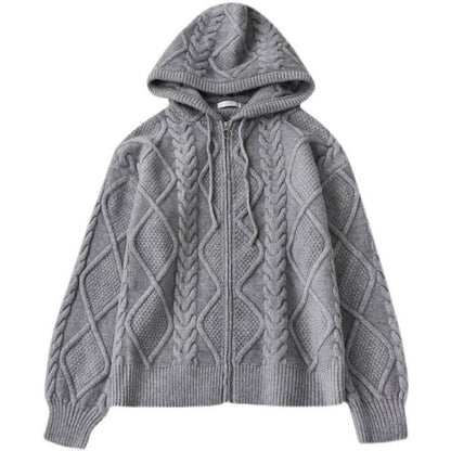 Buycenter Men's Zipper Hooded Coat - Loose Fit Rhombus Plaid Style - Buy Center