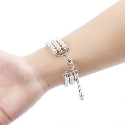 Elegant Pearl Strap Stretch Bracelet - Versatile Jewelry for Every Occasion - Buy Center