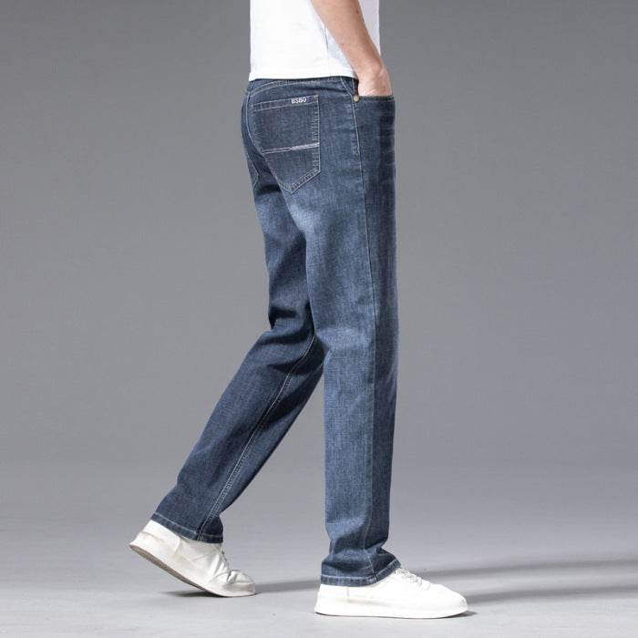 Buycenter Men's Plus Size Loose Straight Jeans - Mid-Waist Denim Pants - Buy Center
