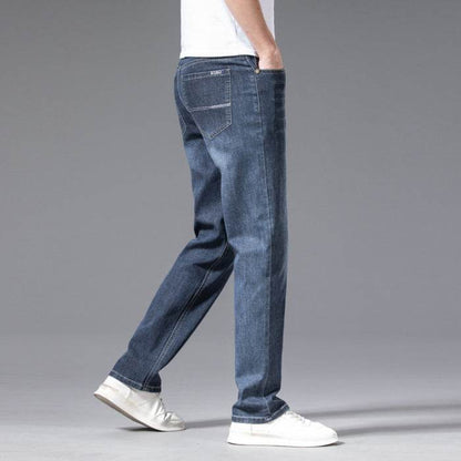 Buycenter Men's Plus Size Loose Straight Jeans - Mid-Waist Denim Pants - Buy Center