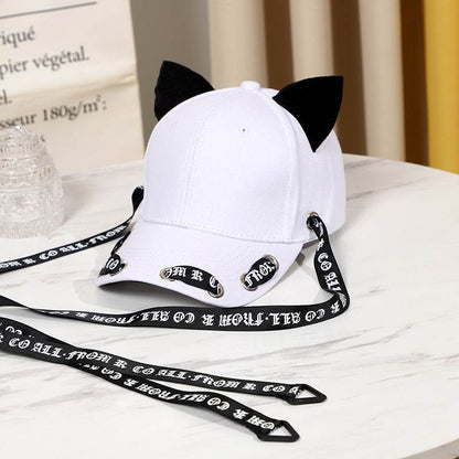 Adjustable Velvet Cat Ears Baseball Hat - Cotton Fashion Accessory for Cat Lovers - Buy Center