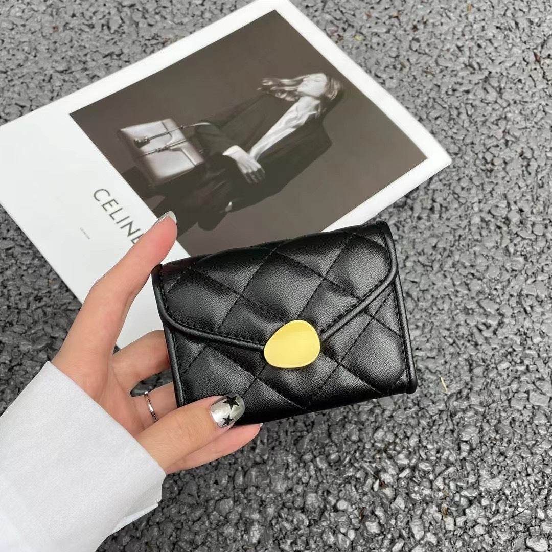 Women's Rhombus Leather Wallet - Compact Luxury in Trendy Colors - Buy Center