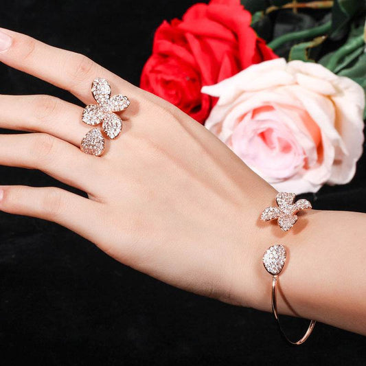 Creative Adjustable Bracelet and Ring Set - Rose Gold & Platinum Styles - Buy Center