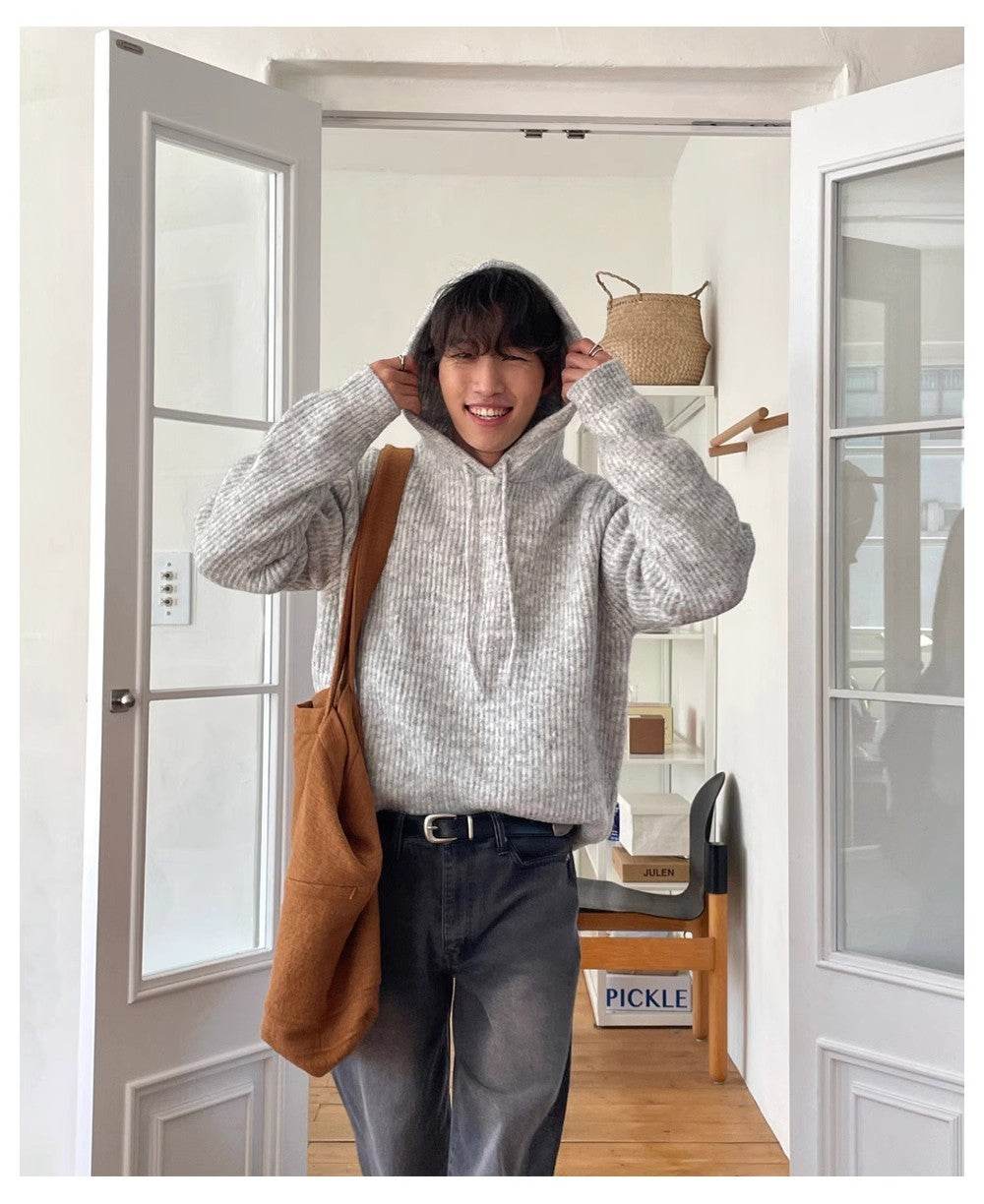 Slouchy Thick Fluffy Sweater Jacket - Korean Style for Men 2025 - Buy Center