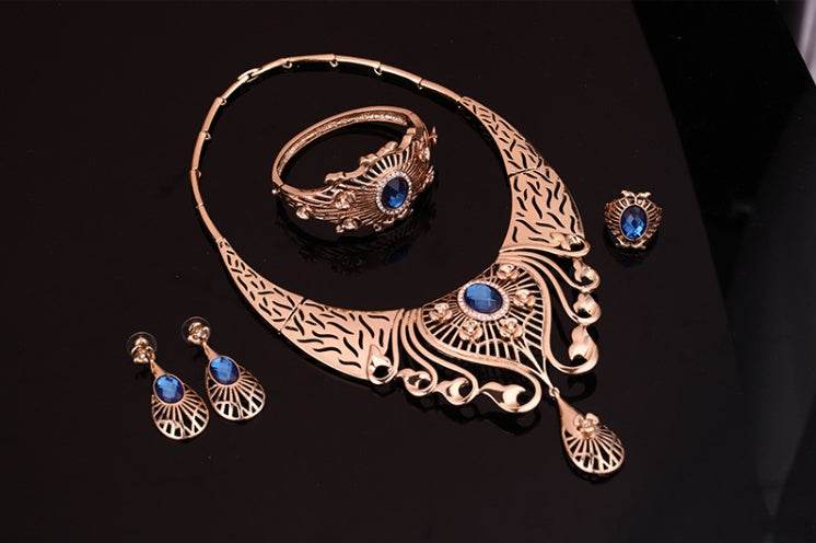 Elegant European-American Jewelry Set - Necklace, Earrings, Bracelet, Ring - Buy Center