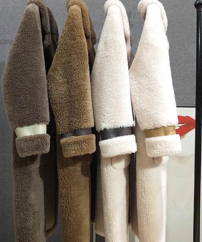 Double Breasted Lamb Fur Coat - Stylish Wool Blend for Commuting 2025 - Buy Center