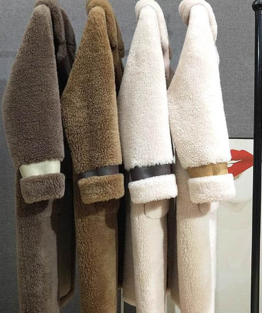 Double Breasted Lamb Fur Coat - Stylish Wool Blend for Commuting 2025 - Buy Center