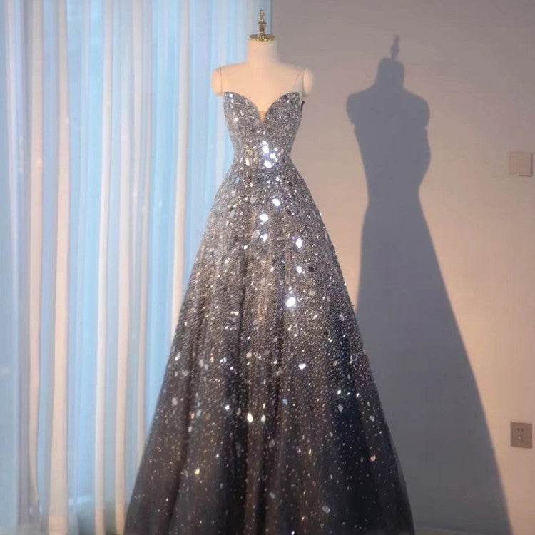 Buycenter Blue Heavy Industry Evening Dress - Sleeveless Tube Top Style - Buy Center