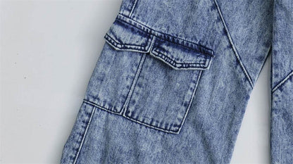 Men's Multi-pocket Washed-out Jeans - Casual Denim Trousers for All Seasons - Buy Center