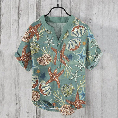 Summer Men's Short-Sleeved Shirt - Loose Fit Linen for Travel & Comfort - Buy Center