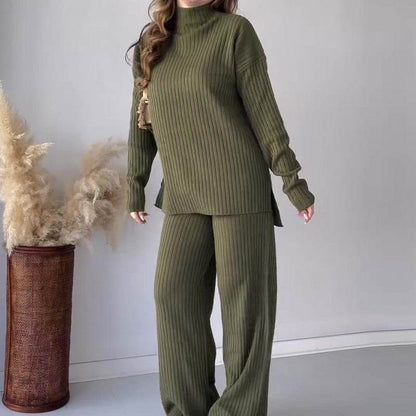 Buycenter Casual Knitwear & Wide Leg Pants Set - Stylish Two-Piece Jumpsuit - Buy Center
