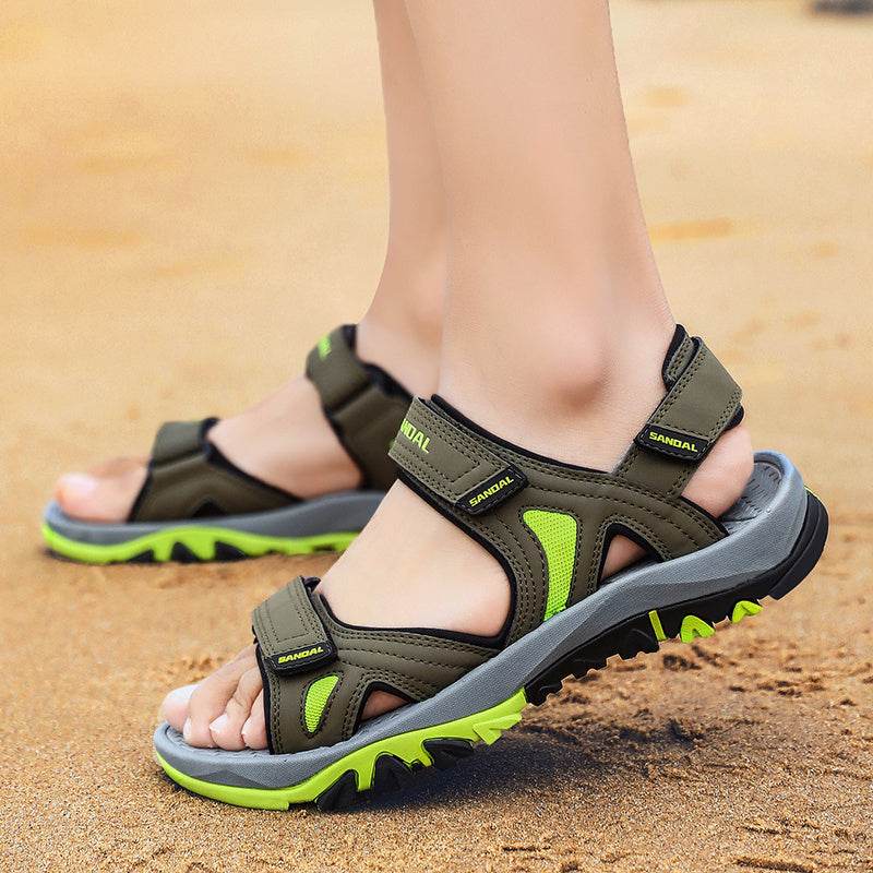 Buycenter Men's Leather Sandals - Breathable Beach Shoes, Extra-Large Fit - Buy Center