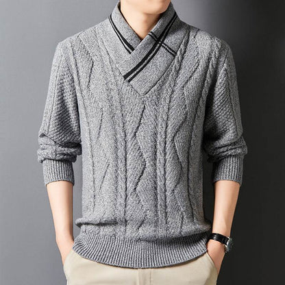 Buycenter Men's Thickened V-Neck Woolen Sweater - Warm Winter Pullover - Buy Center