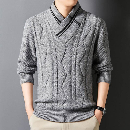 Buycenter Men's Thickened V-Neck Woolen Sweater - Warm Winter Pullover - Buy Center
