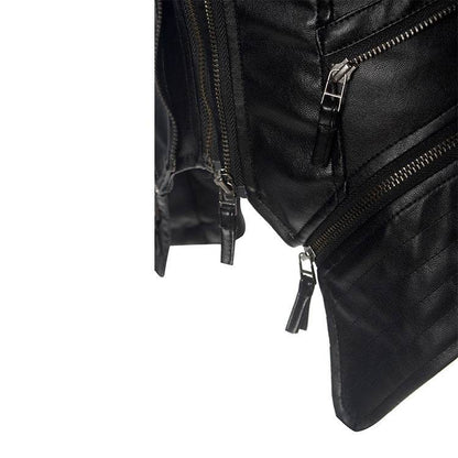 Buycenter Slim Leather Jacket - Punk Style, Zipper Closure, Long Sleeve - Buy Center
