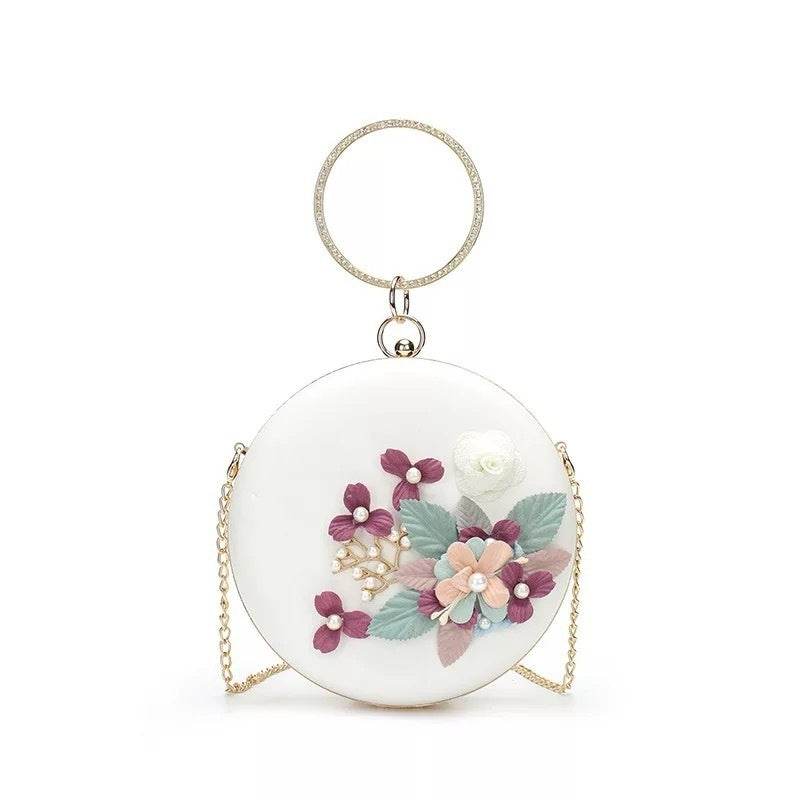 Buycenter Stylish Round Banquet Handbag - Floral PU Clutch for All Occasions - Buy Center