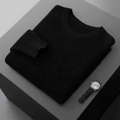 Men's Round Neck Pullover Sweater - Loose Fit Thick Wool for Comfort - Buy Center