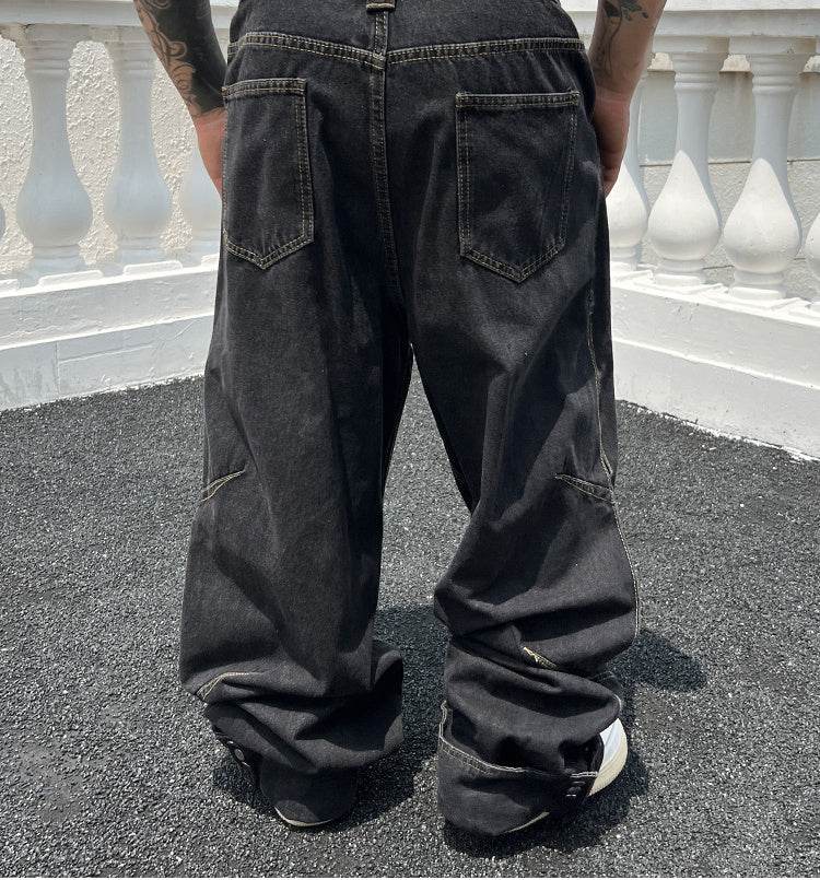 Solid Color Casual Jeans - Retro Straight-Leg Pants for Trendy Men - Buy Center