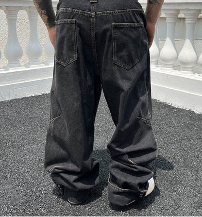 Solid Color Casual Jeans - Retro Straight-Leg Pants for Trendy Men - Buy Center