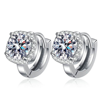 Classic S925 Silver Moissanite Earrings - Elegant Square Design for Women - Buy Center