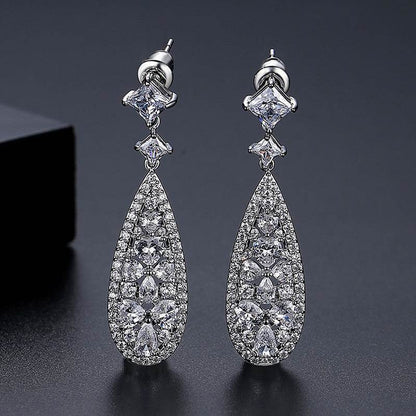 Buy Center Long Copper Earrings with Zircon - Elegant European Style - Buy Center