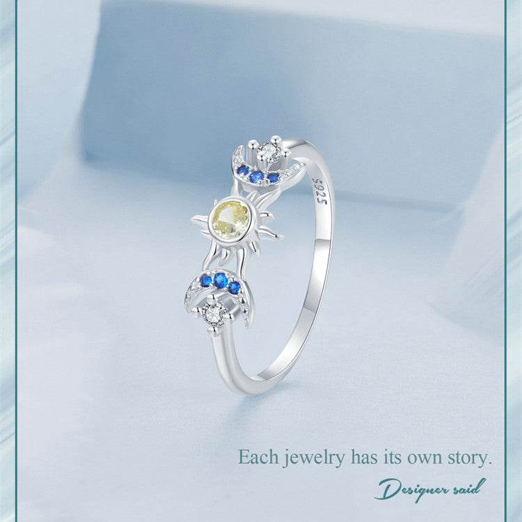 S925 Sterling Silver Sun and Moon Ring - Unique Engagement Jewelry 2025 - Buy Center
