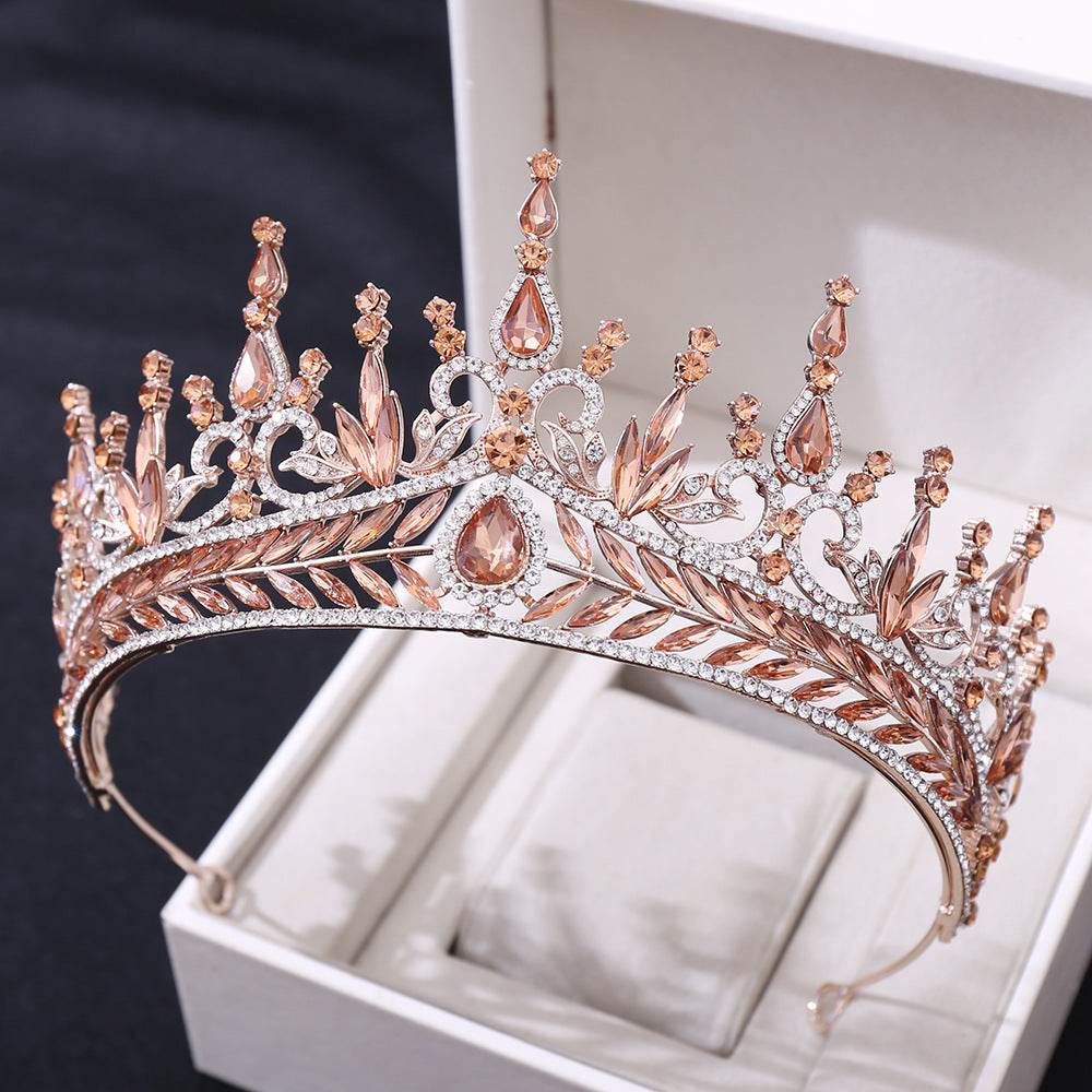 Elegant Crystal Baroque Crown Hair Hoop Set - Perfect for Weddings & Events - Buy Center