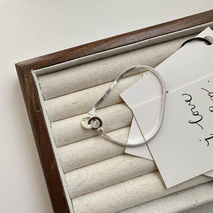 Buycenter Double Ring Snake Bone Necklace - 925 Silver Jewelry, 42cm - Buy Center