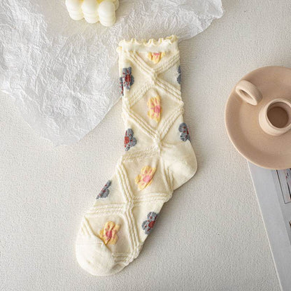 Retro Women's Thin Flower Socks - Antibacterial, Sweat Absorbent Style - Buy Center