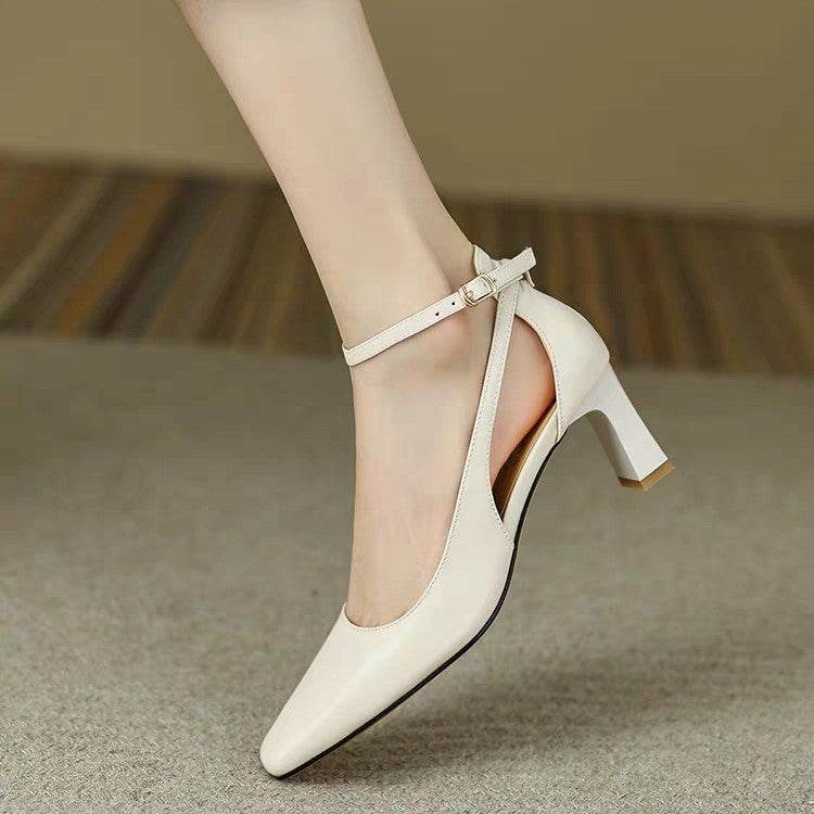 Square Toe Chunky Heel Pumps - Stylish Soft Leather for Summer 2025 - Buy Center