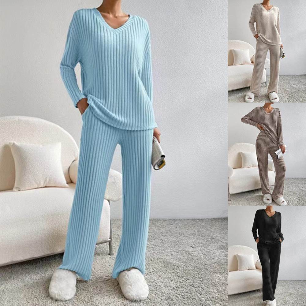 Buycenter Fashion V-Neck Knitting Jumpsuit - Loose Fit, Casual Style - Buy Center